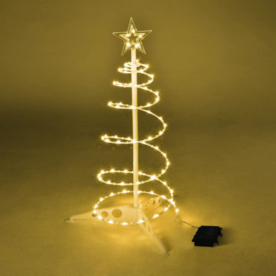 LED Spiral Tree Light 2FT Battery Powered, Warm White Star Topper Lamp with 8 Lighting Modes & Timer, Portable Outdoor Indoor Decorative Tree for Garden, Patio, Wedding & Christmas