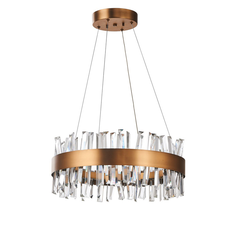 Luminaire suspendu tambour 1 lumière DEL unique, H 8 po x l 20 po x P 20 po, Doré