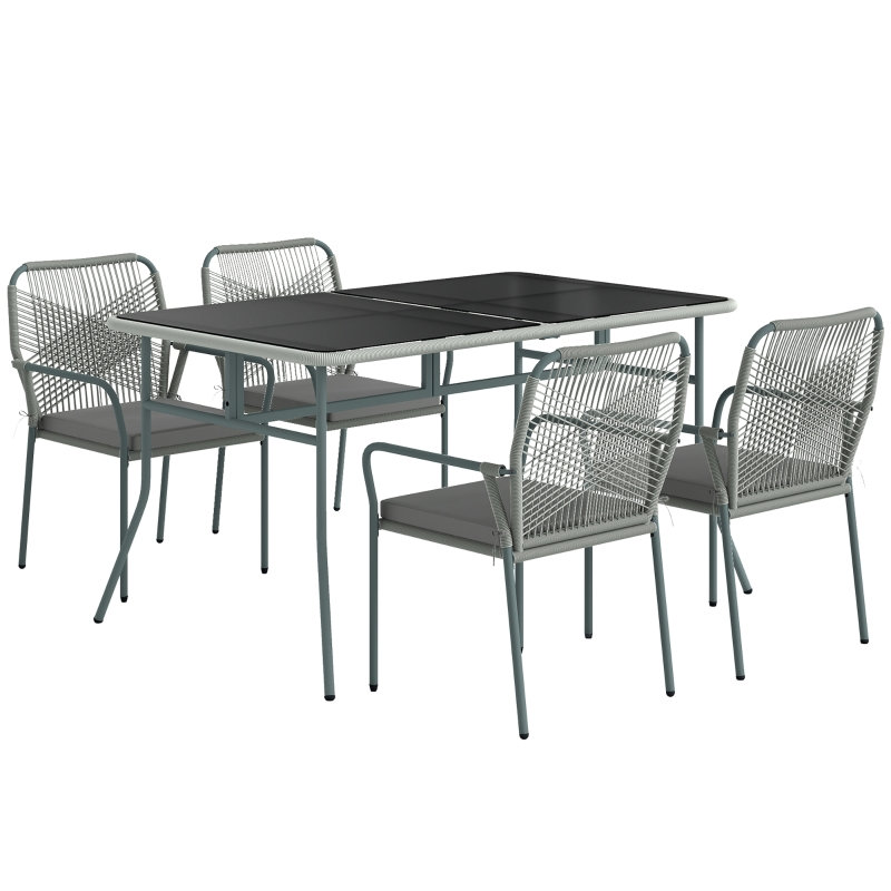 Wicker and Steel Patio Dining Set Table,