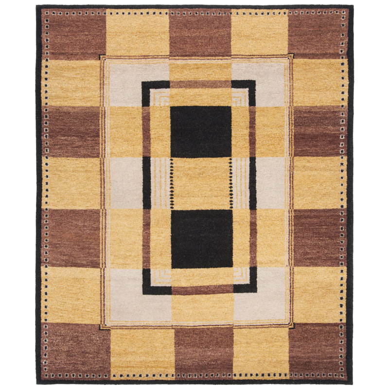 Selaro Hand Tufted Wool Pile Geometric Rug, Rectangle 4' x 6'