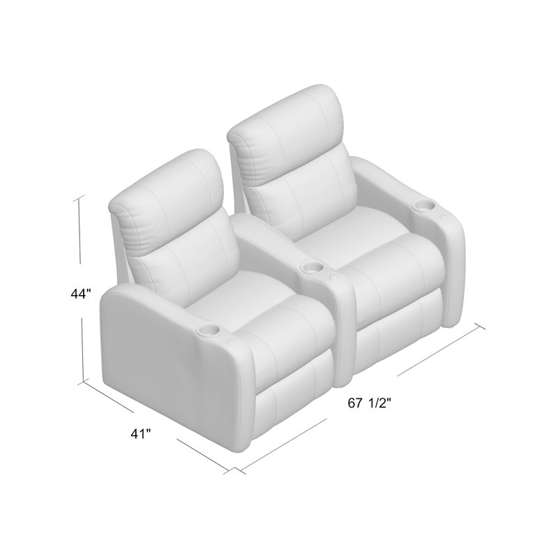 Upholstered Home Theater Seating with Cup Holder, Manual, Classic Cappucino