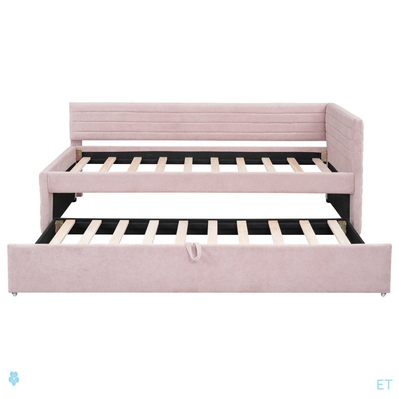 Lit de jour simple rembourré avec couchette, Rose