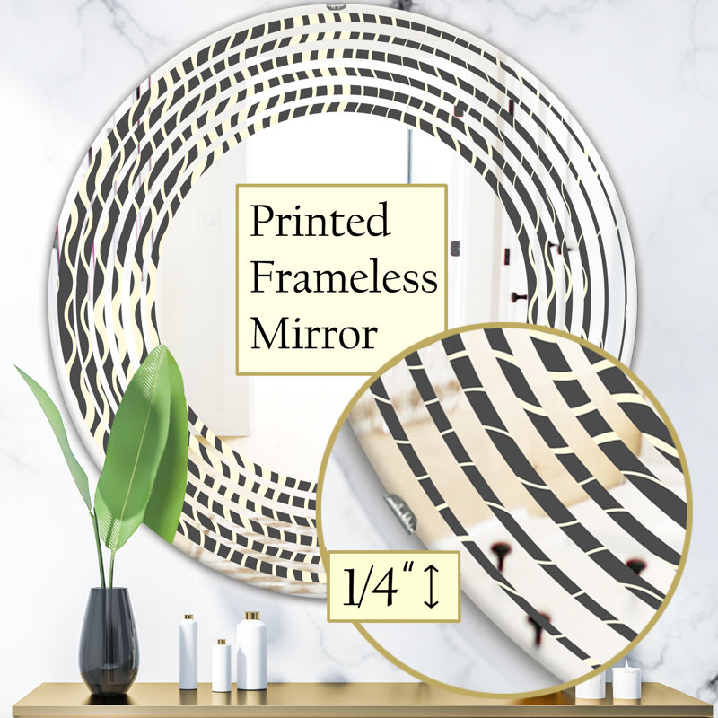 Miroir mural en forme de « wave géométrique abstrait minimal pattern v » moderne sans cadre, H 31,5 po x l po