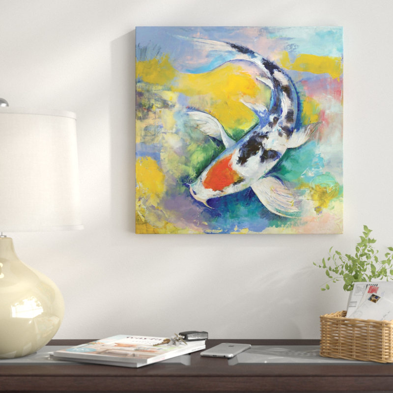 «Tancho Sanke Koi», reproduction d'art sur toile, H 26 po x l 26 po x P 1,5 po, Toile tendue, Pas de tapis
