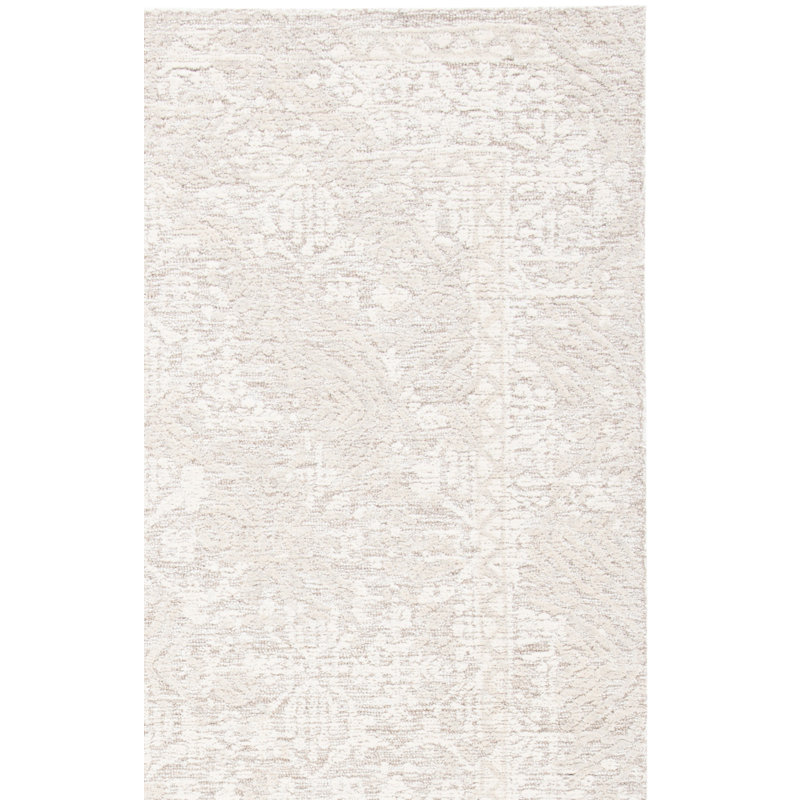 Kyndall Oriental Handmade Tufted Wool Natural/Ivory Area Rug, Rectangle 8' x 10'