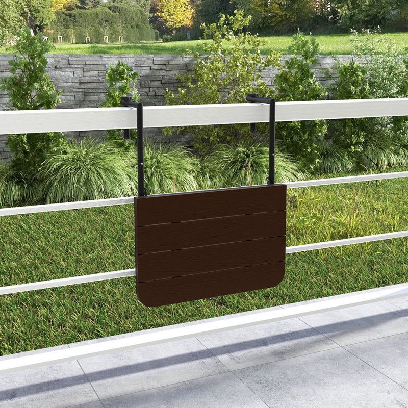 Adjustable Folding Dark Brown Metal and HIPS Hanging Table