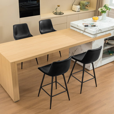 Faux Leather Modern Low Back Counter Stool