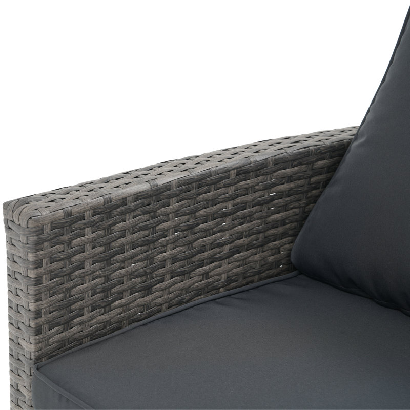 Ensemble de conversation de patio Betsi pour 4 personnes avec coussins, Coussin gris / cadre gris