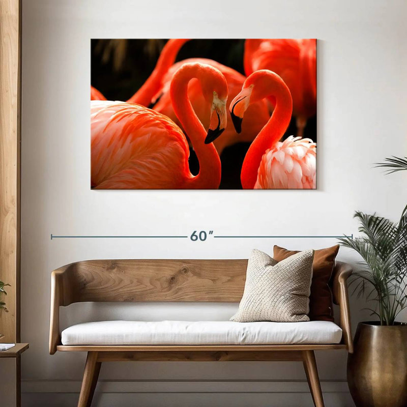 Brampt Heart Shaped Flamingos, 30" H x 45" W
