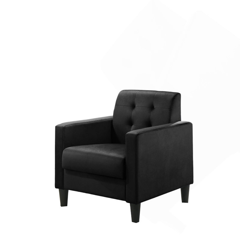 Fauteuil d'appoint 27,5 po en velours noir avec capitonnage