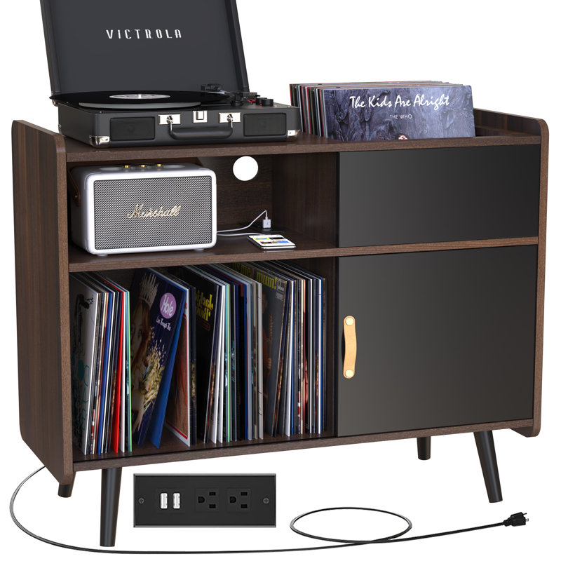 Record Player Stand with Vinyl Storage