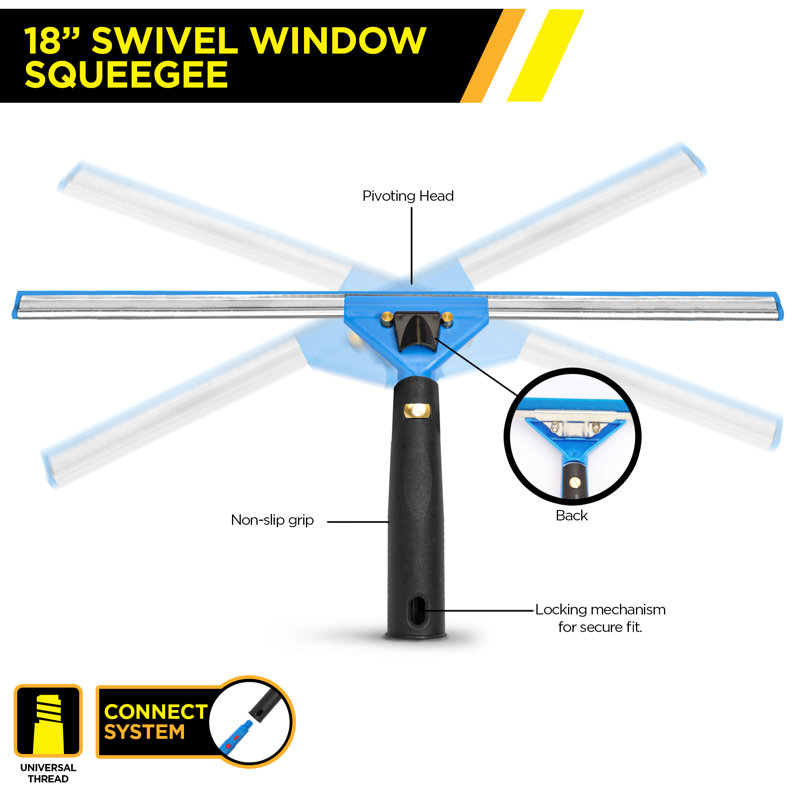 Swivel Window Washing Kit with Squeegee and Washer, 2 Pack, 18" L x 5" W x 1" D