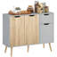 Buffet avec rangement, tiroir, gris et bois naturel