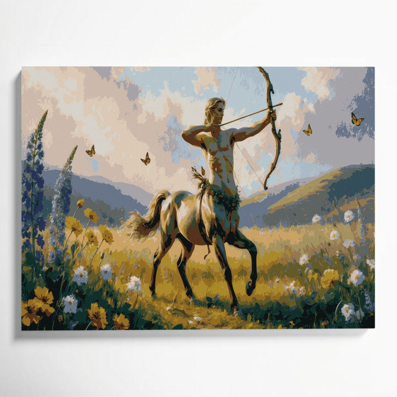 Art mural sur toile Sci Fi Centaur archer in meadow, H 11 po x l 14 po