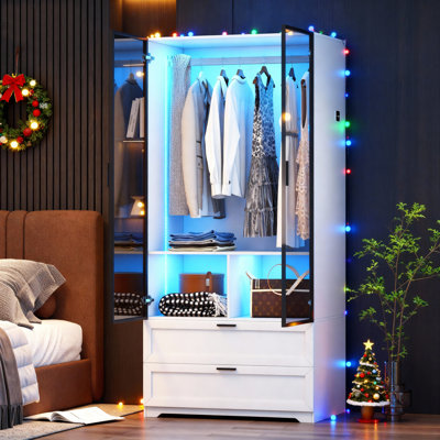 Bubalo Armoire, Wardrobe with Human Body Sensor Light by Wade Logan