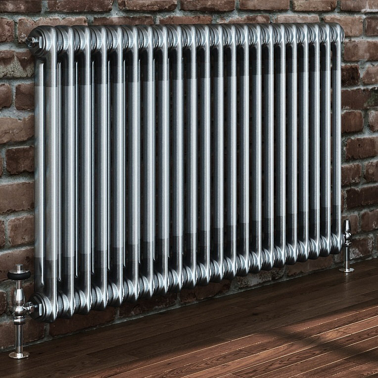 iBathUK Helena MKII Raw Metal 2 column radiator-Raw Metal, 600cm H x 1010cm W x 70cm D