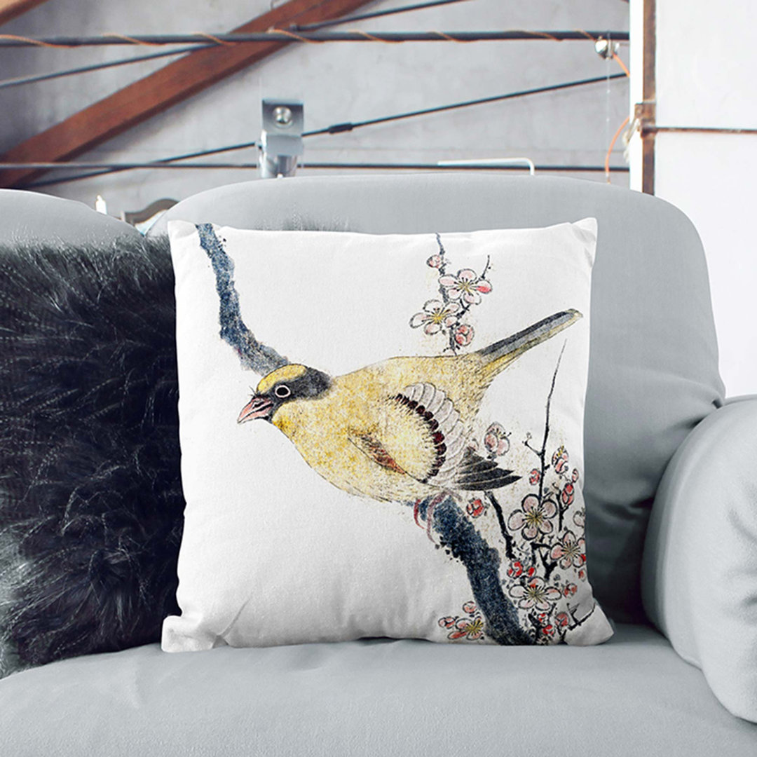 Bird on a Branch Scatter Cushion with Filling