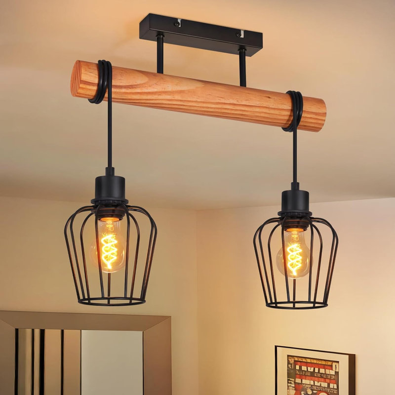 2-Light Black Semi Flush Mount