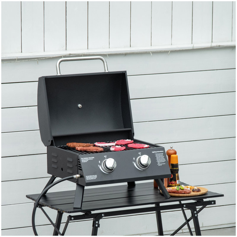 Barbecue de table extérieur portatif au gaz propane Outsunny