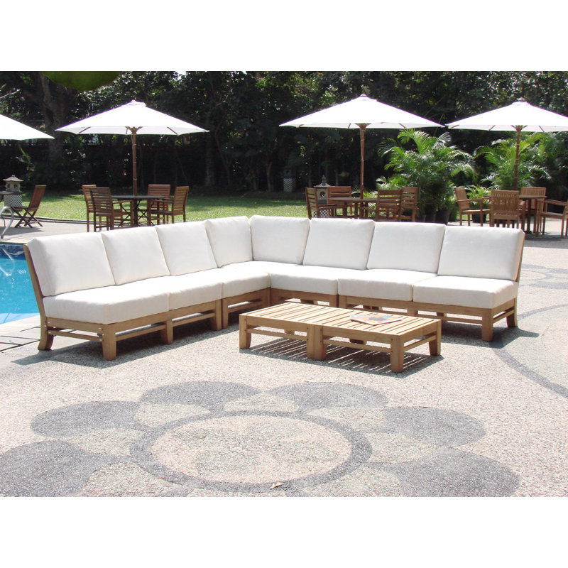 RamledSect 115'' Wide Teak Patio Sectional with Sunbrella® Cushions