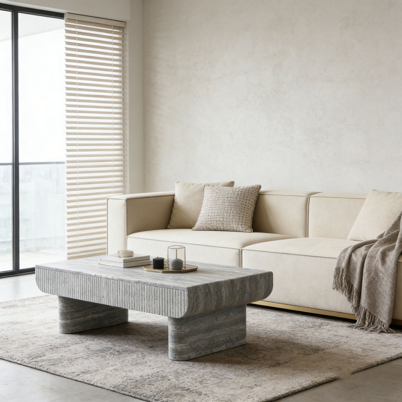 Table basse avec plateau en bois gris, Gris