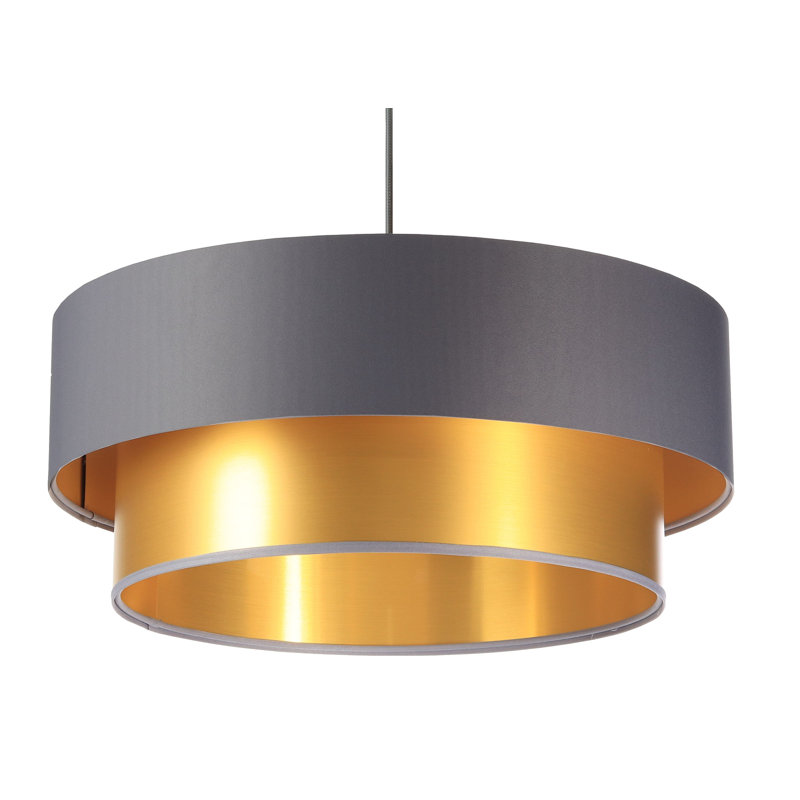 Braeville 1 - Light Silver Drum Pendant, 107cm H x 50cm W x 50cm D, Gold