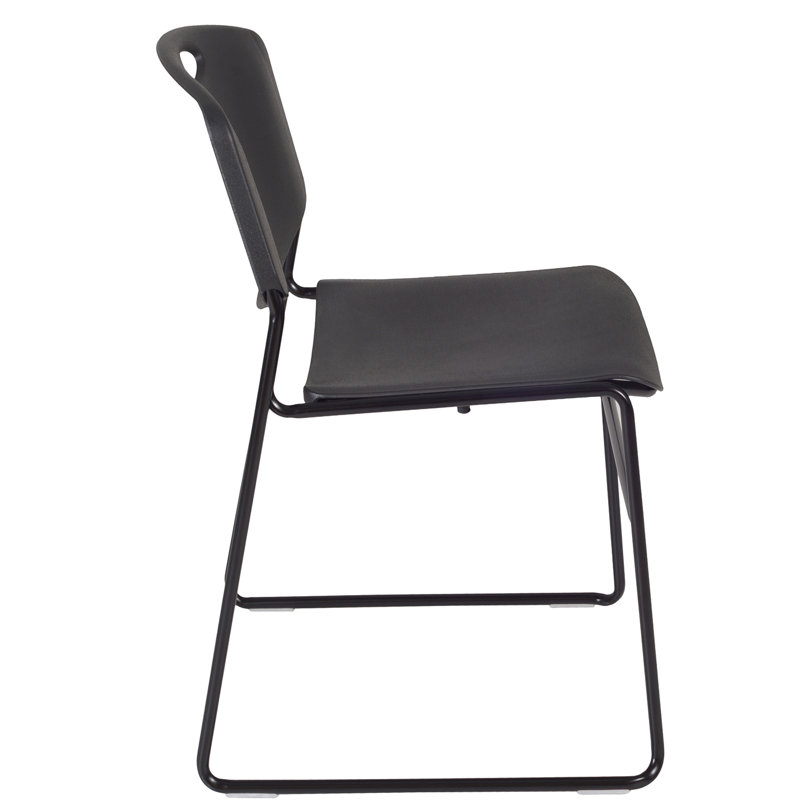 Plateau de table Kee Square, 4 chaises empilables Zeng, H 29 po x l 30 po x P 30 po, Gris / noir, Noir