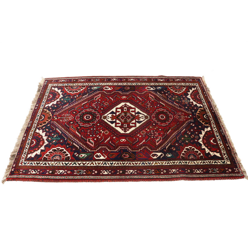 Tapis unique en laine noué à la main style années 1990 de 3 pi 11 po x 5 pi 7 po Roxann