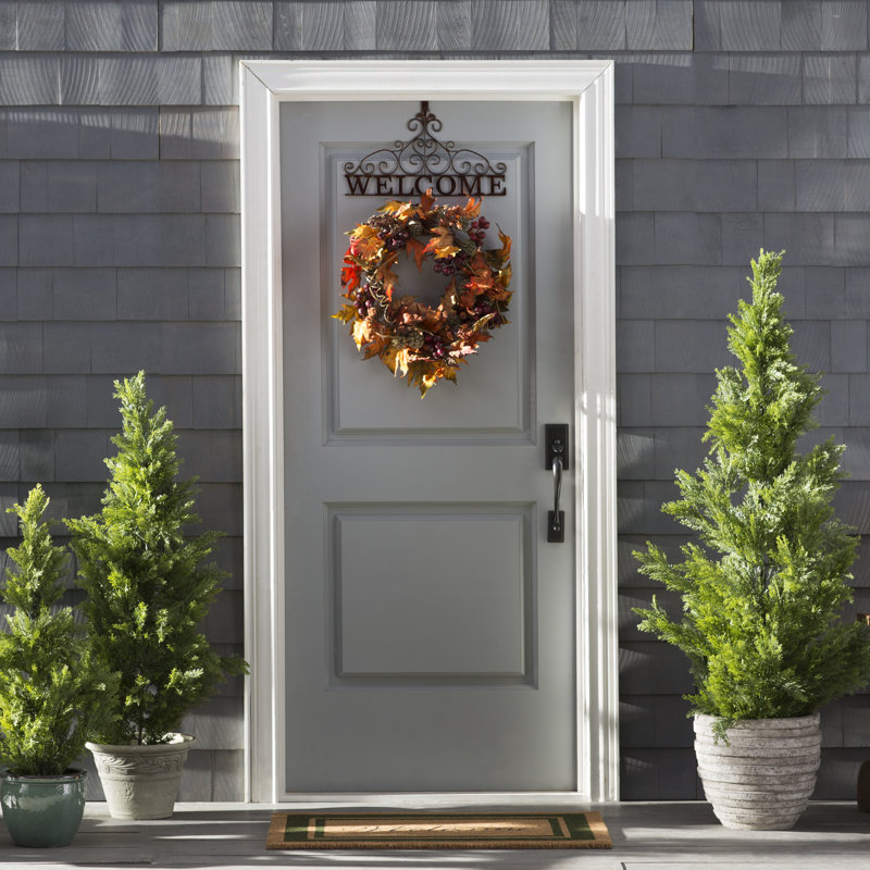 Autumn Maple and Berry Artificial Wreath with Pinecones