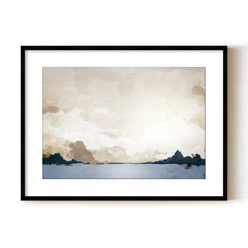 Costa Modscape I par Chichi - Peinture de paysage côtier moderne, H 45 po x l 60 po, Noir