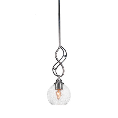 Jazz Stem Hung Mini Pendant Shown In Chrome Finish With 5.75" Smoke Bubble Glass