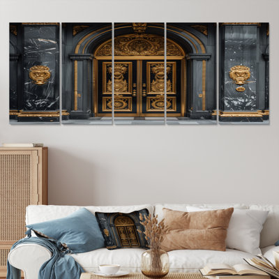 «Gold Banks Gilded Doors II», ensemble d'art mural sur toile Banks