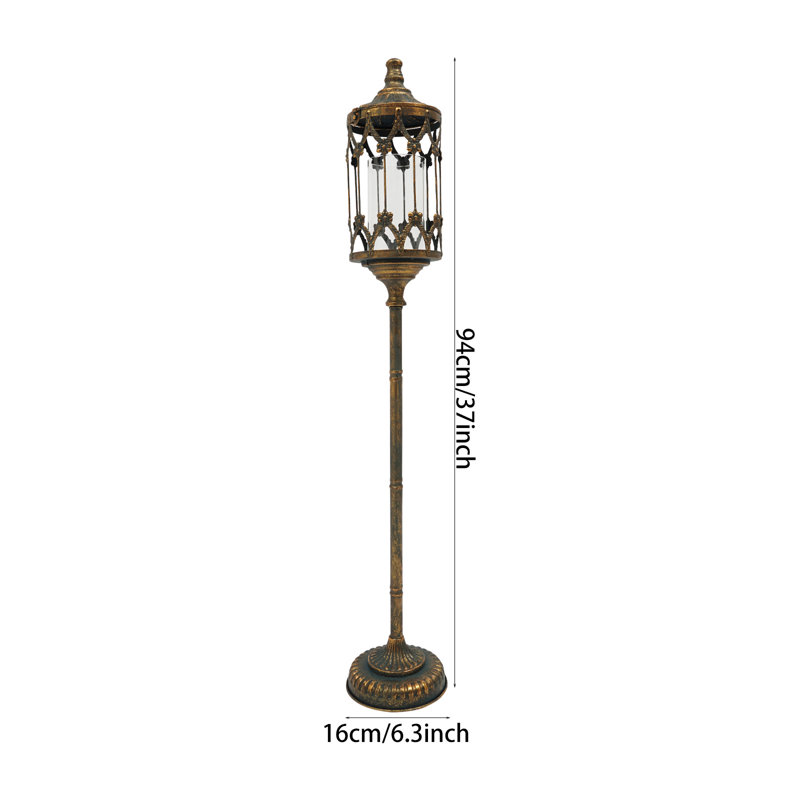 Retro Rustic Floor Candle Holder, 37" H x 6.3" W x 6.3" D