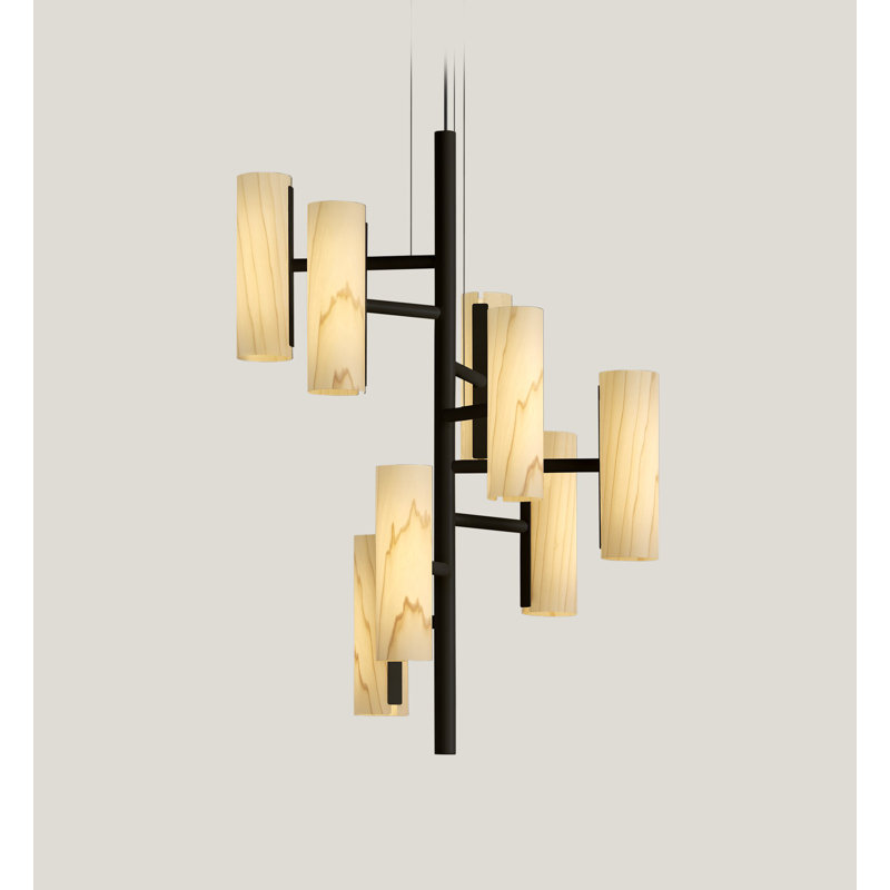 Note 8 - Light LED Chandelier, Ivory White, Matte Black
