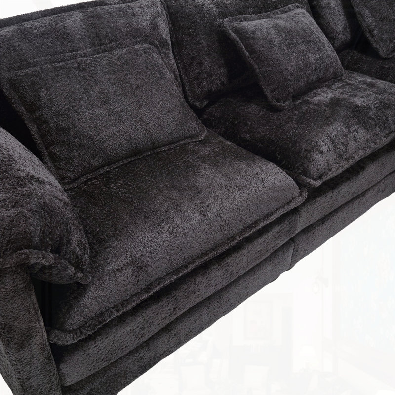 Canapé modulaire surdimensionné en L 112 po avec repose-pieds mobile 112 po, H 33,46 po x l 112,2 po x P 32,6 po, 3, Noir