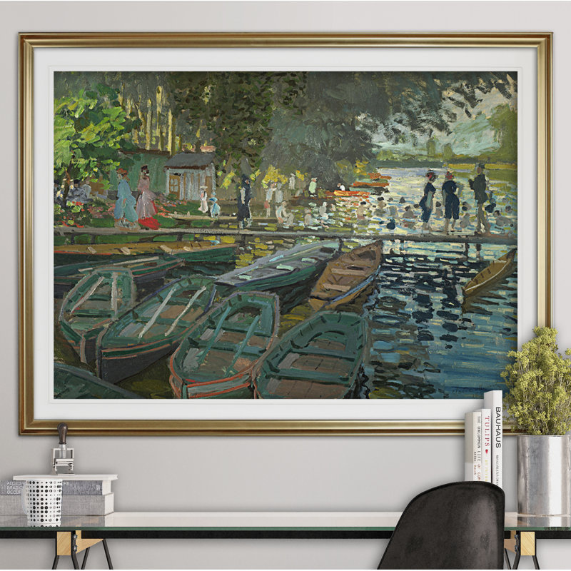 « salle de bain à la grenouillere », impression, H 20 po x l 24 po x P 1,5 po, Or