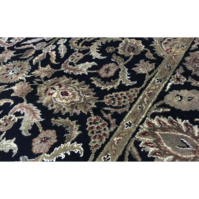 Tapis noir et noir de haute qualité noué à la main
