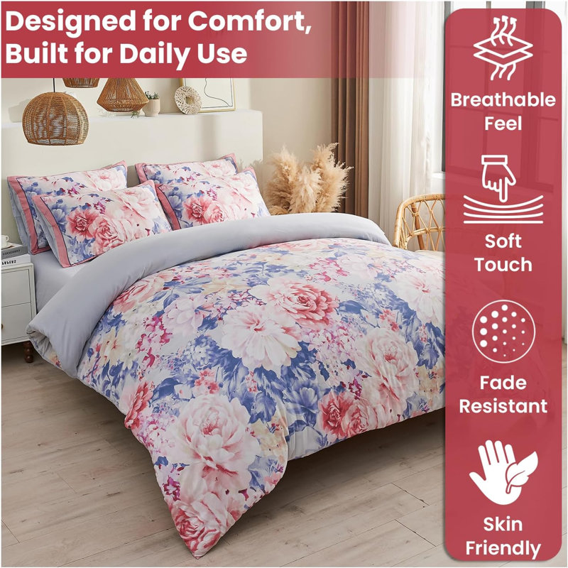 Polyester Duvet Cover Set with Pillowcases Included, King Duvet Cover + 2 Standard Pillowcases