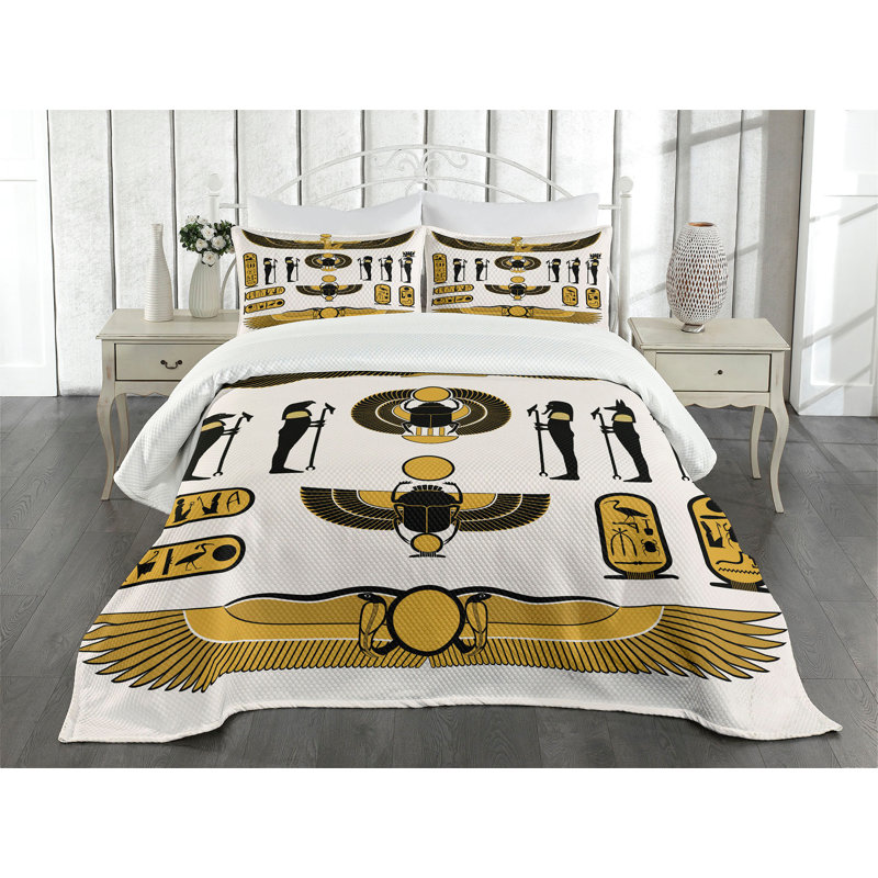 Ambesonne Egyptian Bedspread, King Bedspread + 2 Standard Shams
