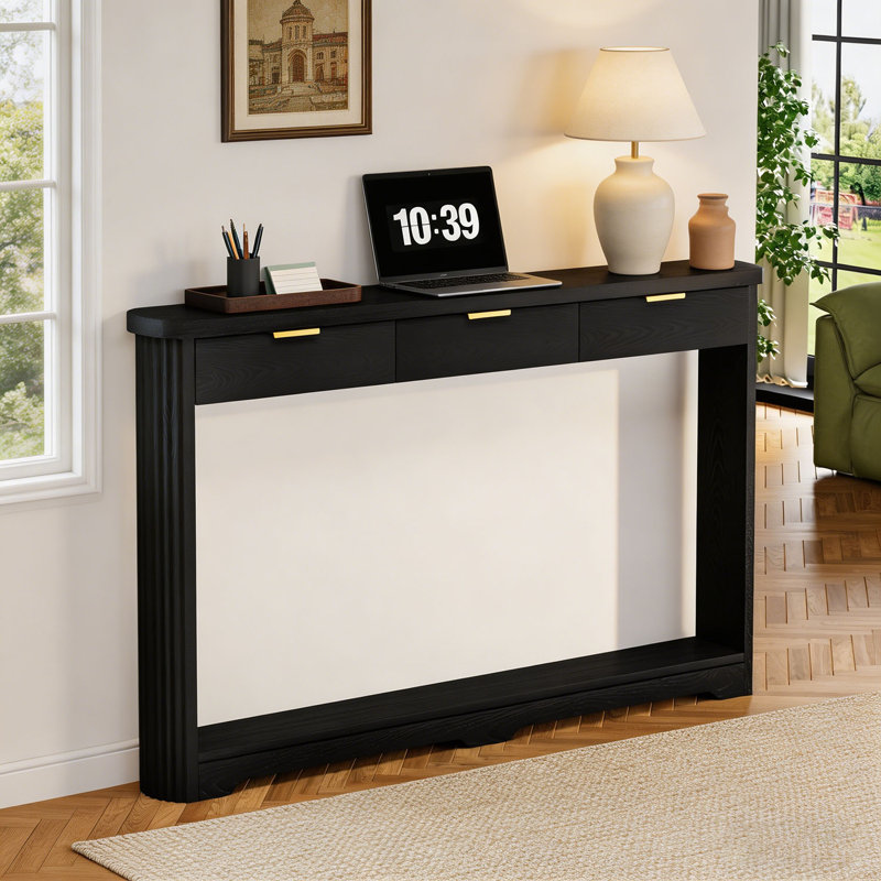 Console moderne avec tablette et tiroirs, Noir