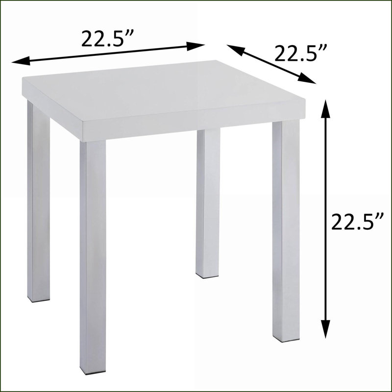 Table basse blanche en chrome ultrabrillant pour salon / chambre à coucher, surface durable et amp; Style sophistiqué