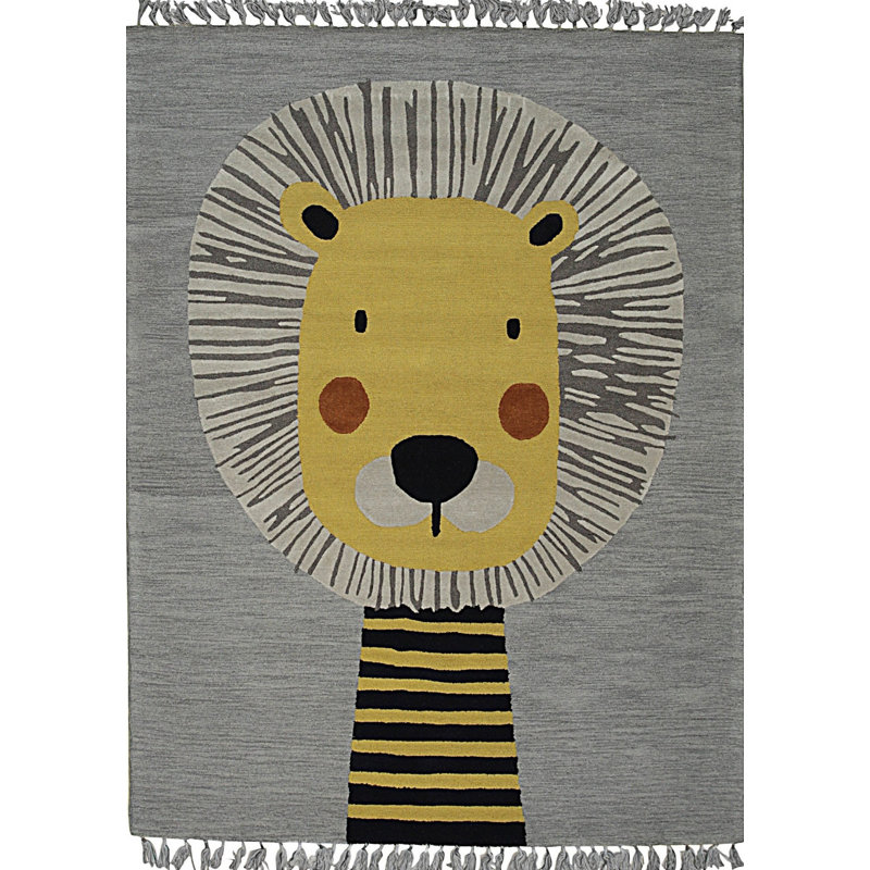 Hand Tufted Wool Geometric Area Rug in Gray, 7'6 x 9'6