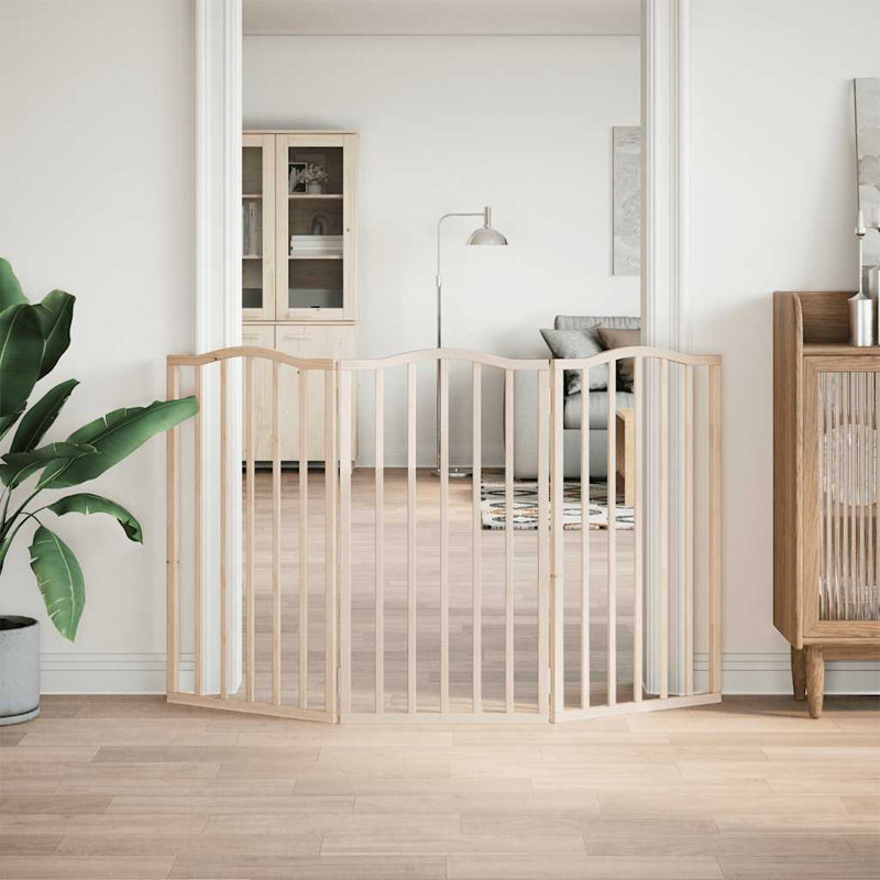 Archie & Oscar Dog Gate Foldable 3 Panels 150 Cm Poplar Wood, Beige, 90cm H x 150cm W x 2cm D