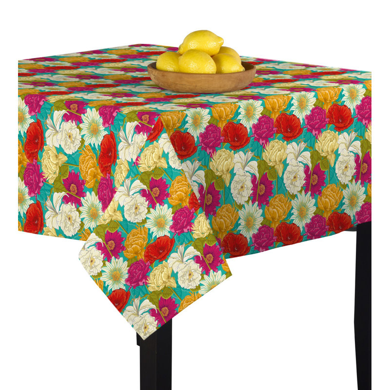 Maxton Bouquet Tablecloth, 54" L x 54" W, Teal