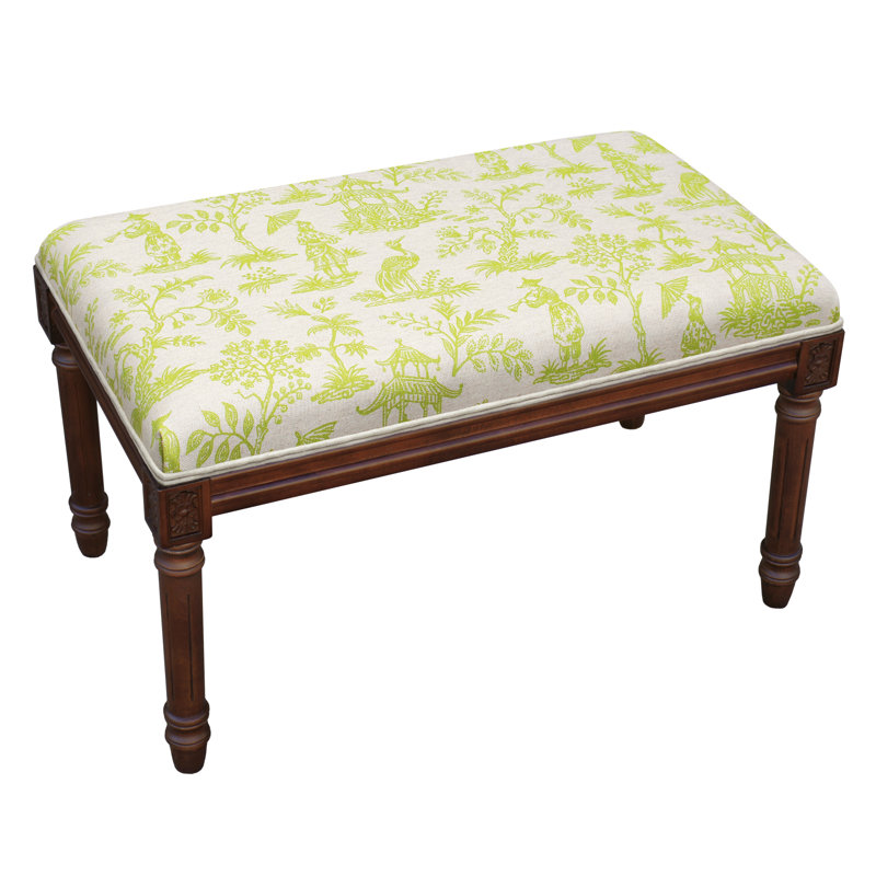 Banc en bois massif Cambel, Noyer / vert chartreuse