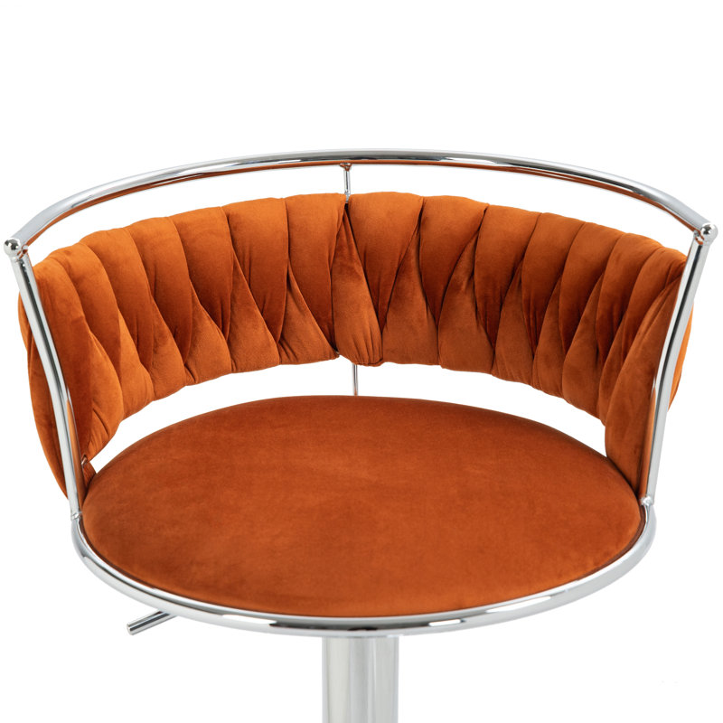 Ginko Modern Swivel Bar Stool with Backrest, Adjustable Height Kitchen Island Stool with Upholstered Seat and Footrest,