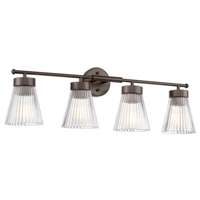 Dimmable Vintage Vanity Light, Clear Striped Glass