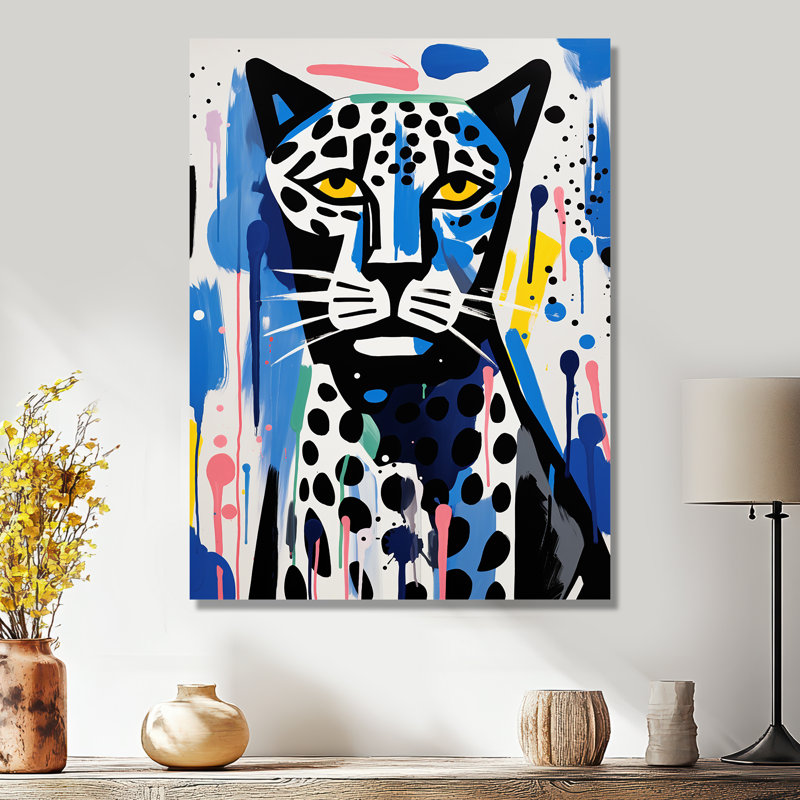 Portrait abstrait d'un tigre triste, H 44 po x l 34 po x P 1,5 po, Pas de métal encadré