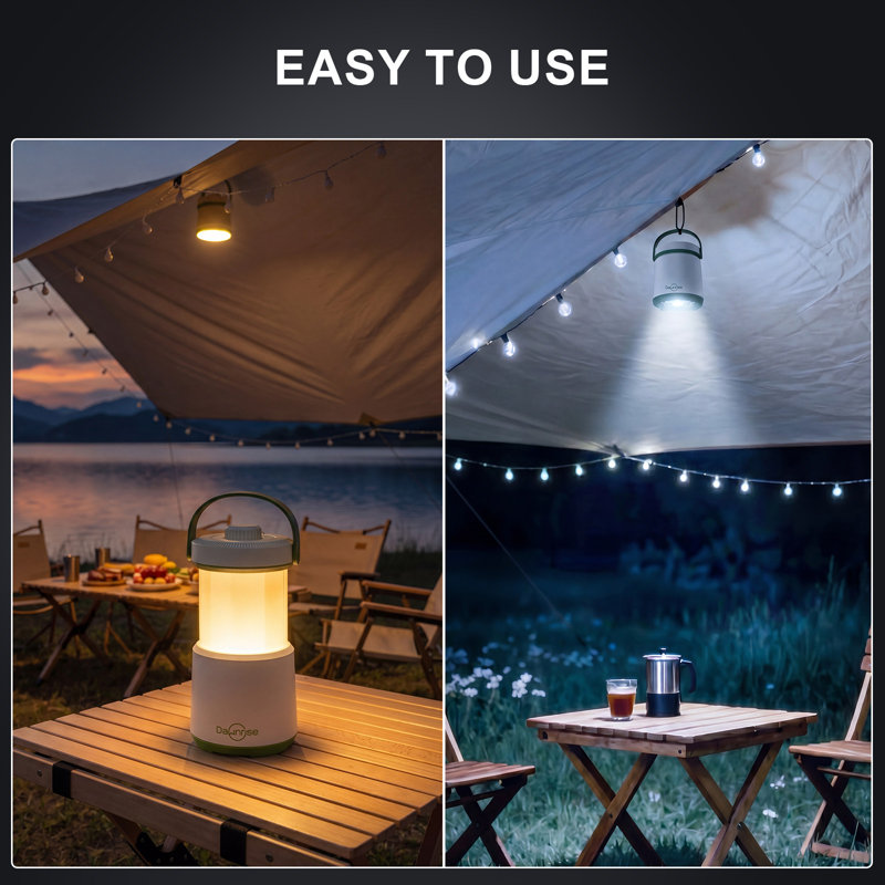 Paquet de 2 lanternes de camping rechargeables à DEL, tente de tente 5 en 1 avec 750 lm, lanterne de protection avec lumière rouge, lumière de secours pour utilisation intérieure / extérieure pour ouragan, coupures de courant, maison, randonnée