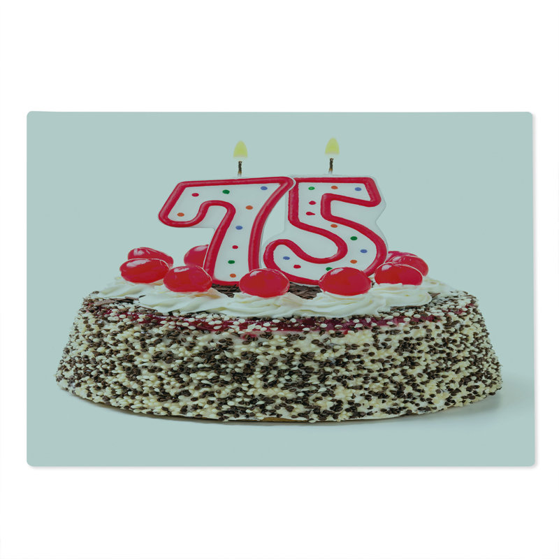 Ambesonne Birthday Cutting Board Large Size Cake 75 Multicolor